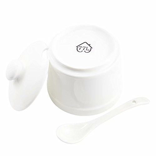 Condiment Spice Jar, Set of 3, 77L Ceramic Condiment Spice Jars with Serving Spoons and Ceramic Lids - Condiment Pots with Plain White Lids and Spoons and Bamboo Holder for Home and Kitchen - Thumbnail 6