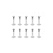 Ruifan 10PCS 16G Clear UV Flexible Acrylic 2mm Clear CZ Gem Labret Monroe Lip Ring/Tragus/Helix/Cartilage Earring Stud Barbell,8mm Bar Length Body Piercing Jewelry