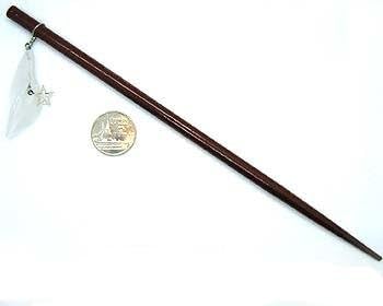 Handmade Wooden Hair Pin Hair Stick Clip with Orchid Jade Stone Accessory Bookmark