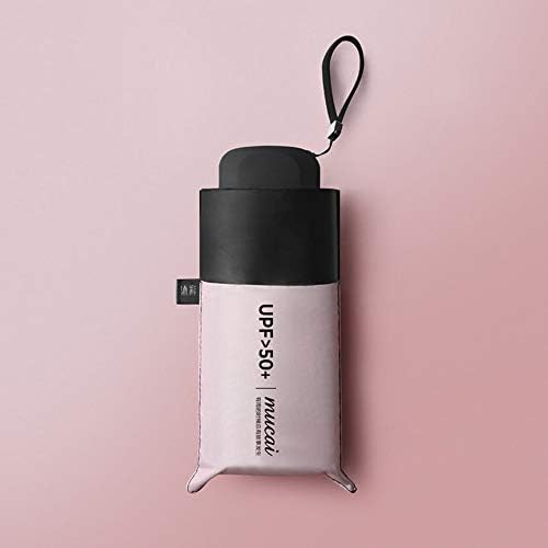 MUCAI Pocket Mini Umbrella Sunscreen Anti UV Five Folding Umbrellas Women Men Brand Glass-fiber Windproof (pink)