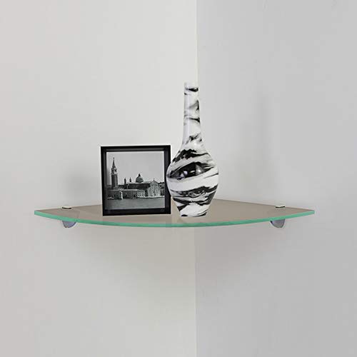 Fab Glass and Mirror Floating Shelf (Corner) 6x6 Inch W/Chrome Brackets