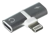 2IN1 Lightning Splitter Adapter for iPhone X/8/7. Double Lightning Ports for Dual Lightning Headphone Audio & Charge Adapter.Compatible Music Control, Charge Function at The Same Time.(Silver)