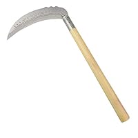 KEYI Steel Grass Sickle,Clearing Sickle,Stainless Steel Blade/Hardwood Handle Hand held Sickle Tool,Professional Clearing Vines and Weeds Tools