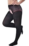 CAcB Women's Open Crotch Crotchless Tights  X_L Size Pantyhose(Pack of 2)
