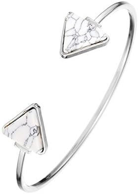 Silver punk fashion geometry trigonometry White stone bracelet