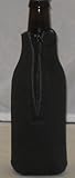 Collapsible Foam Beer Koozie Cooler with Zipper, Black