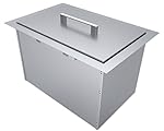 SUNSTONE B-IC14 Over/Under Height Single Basin Insulated Wall Ice Chest with Cover, 14" x 12", Stainless Steel