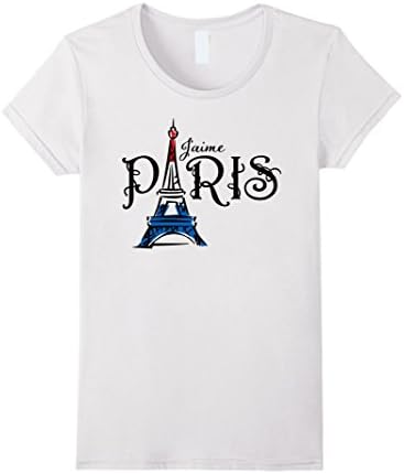 J'aime Paris (I Love Paris) Eiffel Tower French Flag T-Shirt - Female Large - White