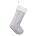 Alice Doria 21“Silver and White Christmas Stocking with Silver Wrinkled Satin Layer and White Faux Fur Cuff