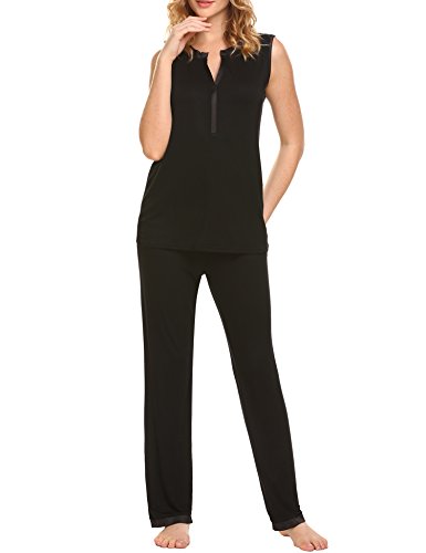 Ekouaer women sleeveless sleep shirt with long lounge p…
