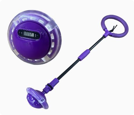 OHiZVZV Foldable Ankle Skip Ballwith Automatic Counter, Flashing LED Lights Jump Rope Toy for Kids, Skipping BallFitness Game for Indoor Outdoor Exercise (Purple)