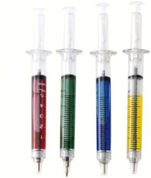 Silly Gifts Set of 21 Multi-Color Injection Needle Ball Point Pens, Mixed Colors
