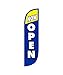 LookOurWay Feather Flag Pole Kit - 7 Feet Tall Advertising Banner with Fiberglass Pole Set and Ground Spike for Business Promotion - Open Flags - Now Open Blue & Yellow