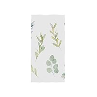 Tagours Watercolor Eucalyptus Branches Soft Spa Beach Bath Towel Fingertip Hand Towel Washcloth for Baby Adult Bathroom Beach Shower Wrap Hotel Travel Gym Sport 30x15 Inch