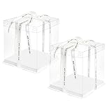 Clear Cake Box,4 Pcs Transparent Cake Box with