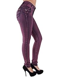 Vaqueros para dama de talla grande y juvenil Levanta Cola Skinny Pink Denim