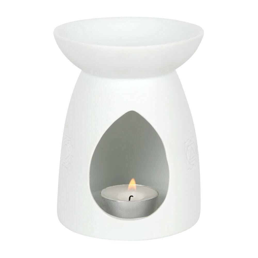 Something Different Elegant White Ceramic Oil Burner-12.5 x 9.5 cm (1 Pc), 12.5cm x 9.5cm x 9.5cm