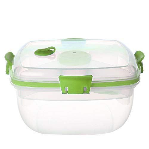 1200ML Salad Container To Go for Lunch, BPA-Free,Passed, 4-Compartment for Salad Toppings and Snacks,Salad Bowl with Dressing Container, and Built-In Reusable Fork,Leak-Proof, Microwave Safe - Thumbnail 3