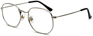 YMTP Metal Frame Eyeglasses Square Frame Male Clear Lens Eye Glasses Frames For Women Small Face,Silver With Clear