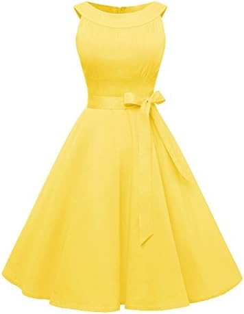 Find Dress Women 1950s Scoop Vintage Rockabilly Retro Cocktail Prom Dresses 10408 Yellow XL