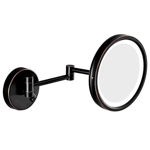 Nicesail LED Lighted Wall Mount Mirror 8.5Inch with 7X Magnification