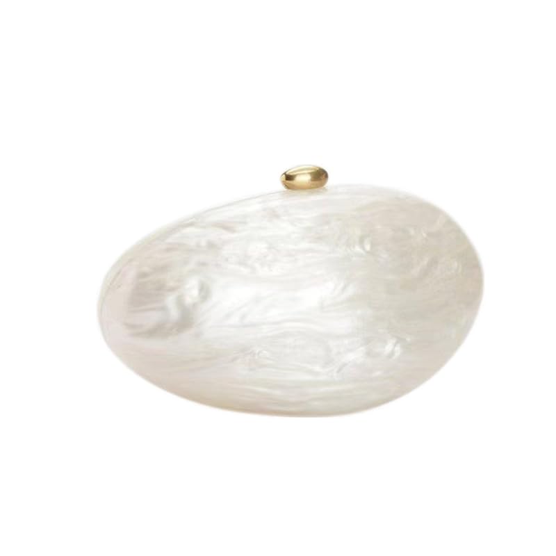 Photo 1 of DONGSUO Pearl Effect Egg Shell Clutch Purse, Acrylic Evening Handbag, Ivory White