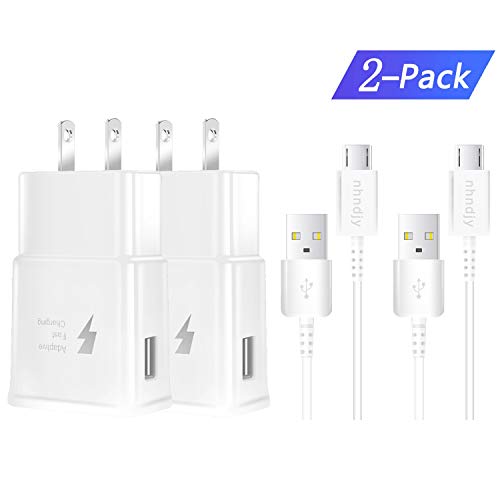 Adaptive Fast Charger, for Samsung Galaxy S7 S7 Edge S6 S6 Edge LG G2 G3 G4 [2 fast chargers + 2 micro cables] Fast Charger for Samsung Galaxy S7.