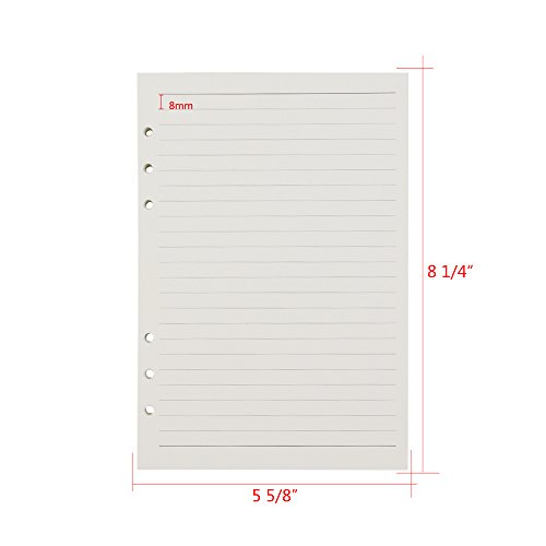 6-Ring A5 Binder/Planner Refill Paper, 6 Hole,8 1/4 x 5 5/8 Inches Refillable White Paper for Loose Leaf Binder Notebook Diary Traveler Journal Inserts, 80 Sheets/160 Pages,Lined - Thumbnail 3
