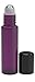 6 Pack - Empty Roll on Glass Bottles [Stainless Steel Roller] 10ml Refillable Color Roll On for Fragrance Essential Oil - Metal Chrome Roller Ball - 10 ml 1/3 oz - Purple Color