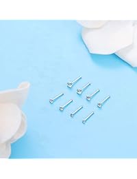 Sllaiss - Juego de 8 piercings de nariz de 0.71 oz, hechos con cristales de Swarovski para mujer, acero inoxidable, 0.059 in, 0.079 in, 0.098 in, 0.118 in, hipoalergénico