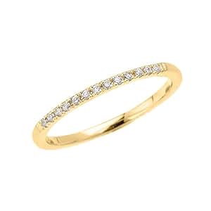 Amazon.com: 10k Yellow Gold Dainty Diamond Stackable Ring: Jewelry