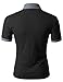 Doublju Mens denim collar pocket highlight short sleeves polo shirts