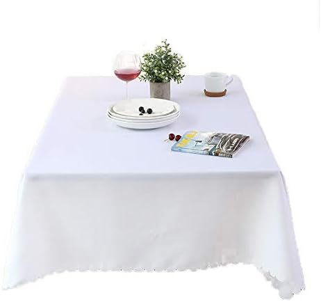 KSWD Hotel Tablecloth, Table Cover Solid Color Rectangular Round Thick Western Restaurant White,180X320cm
