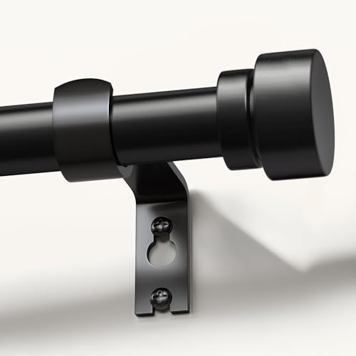 Gormena Curtain Pole Black 80-218 cm Curtain Rail Extendable Diameter 25 mm Ceiling Mounting Wall Mounting Heavy Metal for Living Room Bedroom Kitchen and Various Windows Easy Assembly