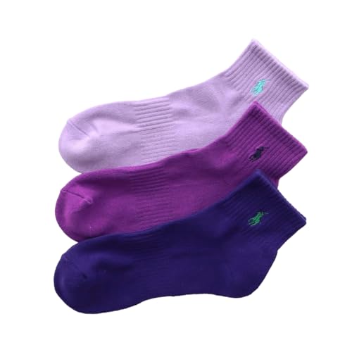 【3足セット】POLO RALPH LAUREN メンズ レディース 足底パイル アーチサポート 多色 ショートソックス 93246604/92009604 25-27cm 08.ラベンダー・バイオレット・グレープ