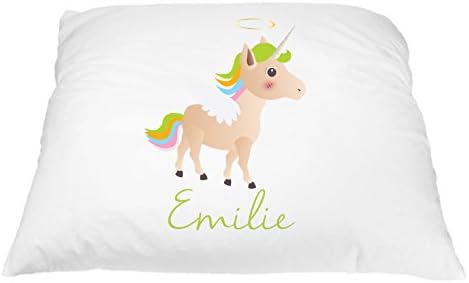 Personalized Kid's Unicorn Pillowcase Microfiber Polyester Standard 20 by 30 Inches, Green Haired Unicorn Pillow Cover for Girls, Personalized Pillow with Names, Personalized Gifts for Kids
