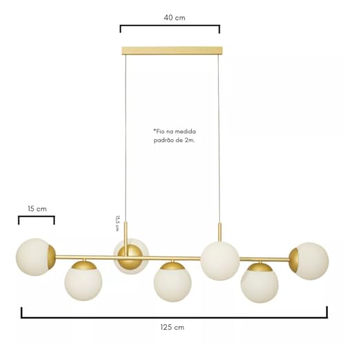 Lustre Pendente Jabuticaba 7 globos E27 Alumínio Dourado