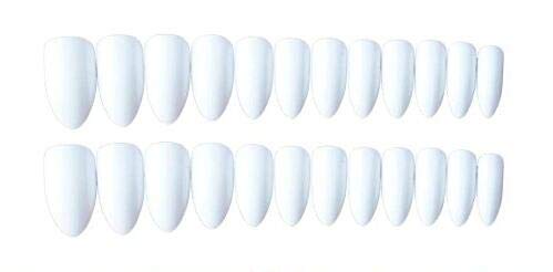 24Pcs 12 Different Sizes Solid Color White Stiletto False Nails Long Full Cover Fake Nails