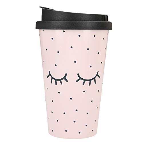 Depesche 2180.037 To-Go Becher aus Kunststoff mit Motiv, 350 ml, wiederverwendbar, Closed Eyes