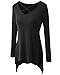 SEENFUN Womens Sexy Crisscross Neck Long Sleeve T-Shirt Tunic (Black) XL