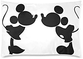 Mickey and Minnie Mouse Pattern Zippered Pillow Case 20" x 30"(50% polyester 50% cotton twin sides)