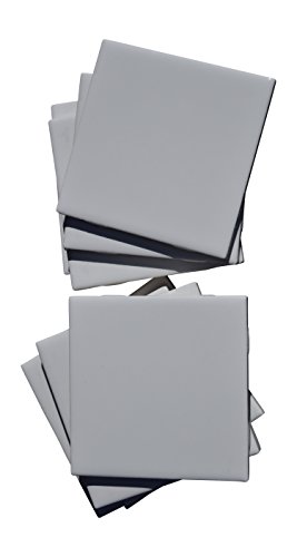 Glossy Ceramic Tiles Kit 4x4 Each Plus Exclusive 2 Page Guide for Tile Crafts (Set of 10) (White)