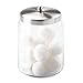 iDesign Forma Bathroom Vanity Glass Apothecary Jar for Cotton Balls, Swabs, Cosmetic Pads - Clear/Brushed Stainless Steel