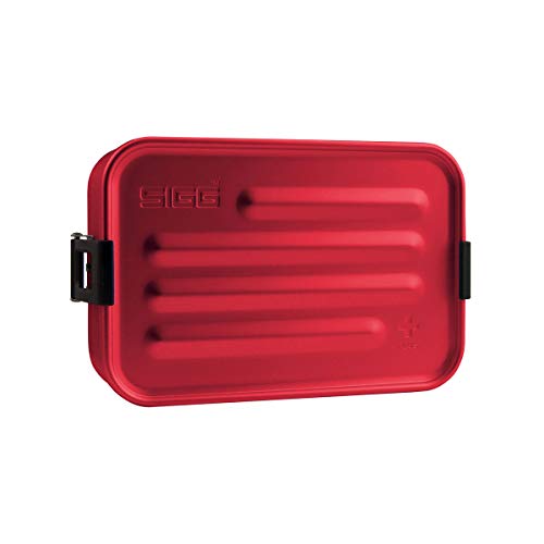 SiggAluminium Lunchbox Plus S Red - with Food Separator - Award Winning - Dishwasher & Microwave Safe - Leakproof - Featherweight - BPA Free - Small