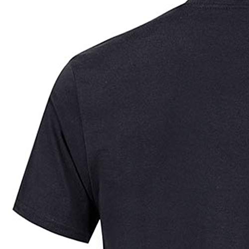 Simayixx Tops for Men Men's Summer Casual Slim Fit Single Short Sleeve Pullover Henley T Shirts Teen Boys Print Blouses Tee Black