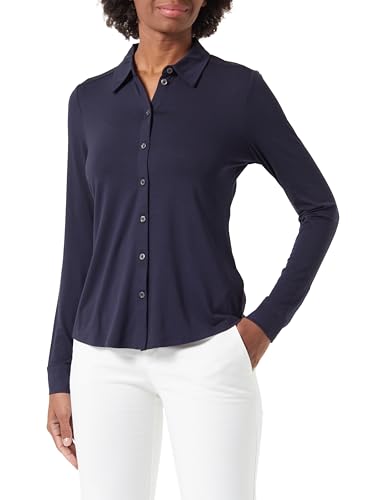 Marc OPolo Women's Stretch Knit Blouse with French Collar, Manic Midnight, L