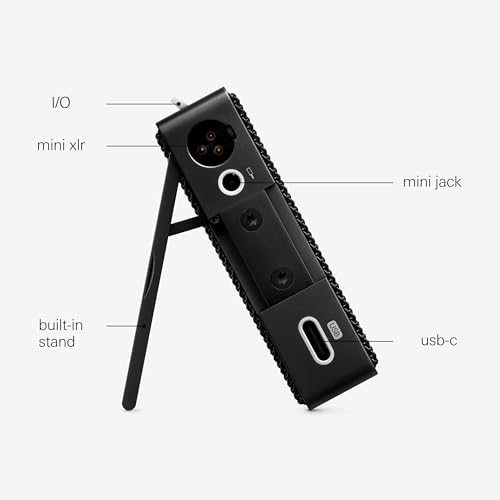 Teenage Engineering CM–15 Portable Studio Condenser Microphone with USB-C Audio and Charging, 3.5 mm mini Jack line Out, 48 V Phantom mini XLR, 10 Hour Rechargeable Battery and gain Switch (Black)