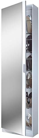 Design Vicenza Anacapri Shoe Cabinet Mirrored Door & 6 Shelve High Shine White