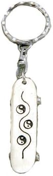 Yin Yang Skateboard - Pewter Keychain