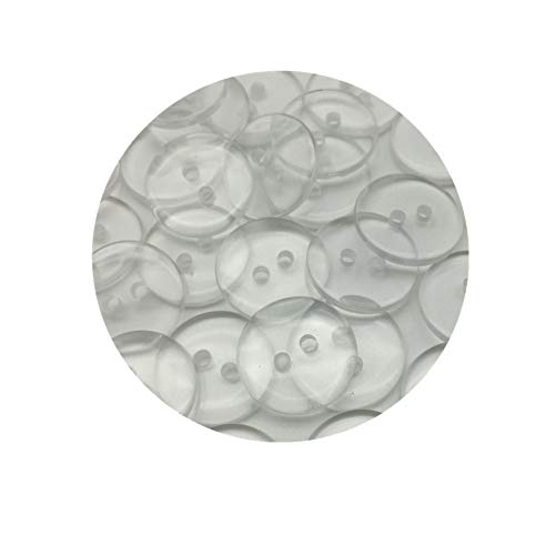 Clear Transparent Resin Buttons Round Sewing Shirt Button Embellishments Pack of 100 (15mm)